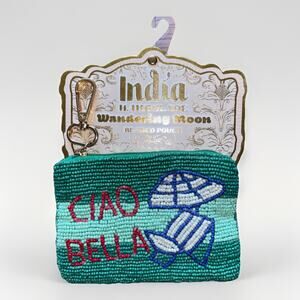 Beach "Ciao Bella" Striped Beaded Coin Purse Wandering Moon India Handmade NEW